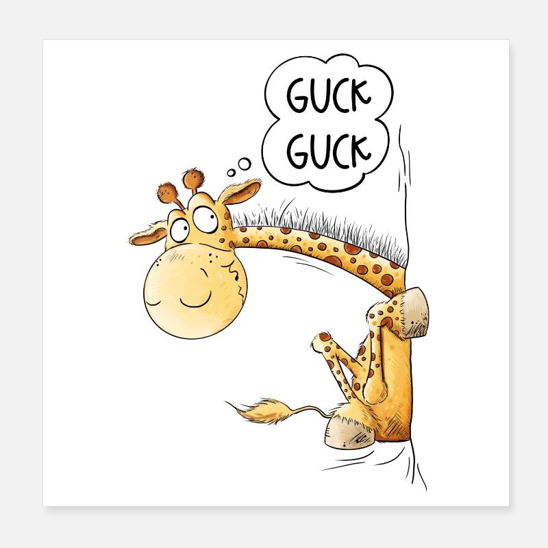 Look Look Girafe I Motif d’animal de la faune Poster 20 x 20 cm