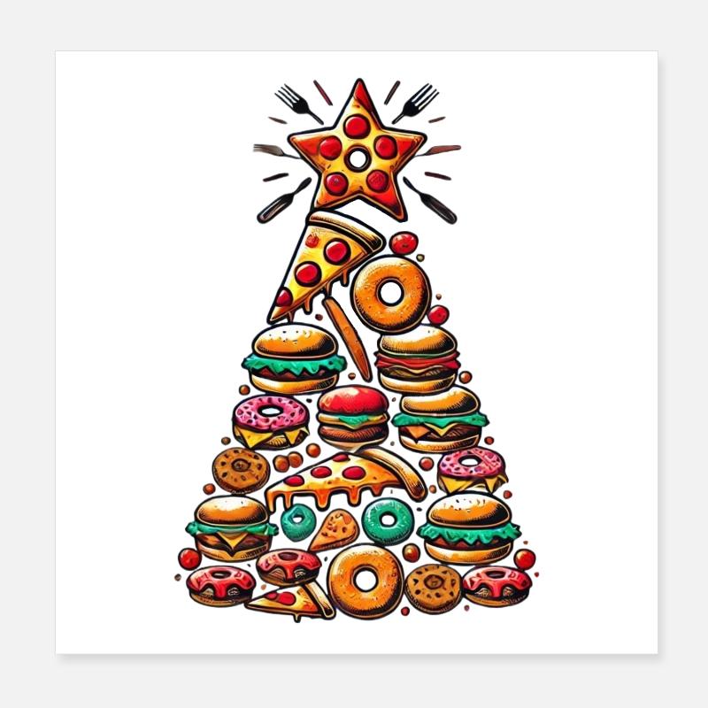 Arbre de Noël des fast-foods Poster 20 x 20 cm
