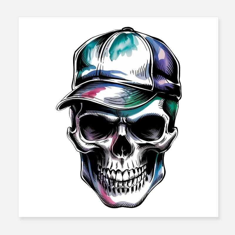 Skull with cap Poster 8" x 8" (20x20 cm)