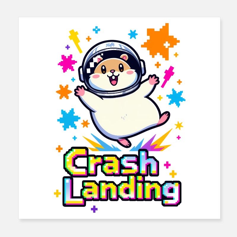 🐹 Un astronaute hamster atterrit en catastrophe Poster 20 x 20 cm