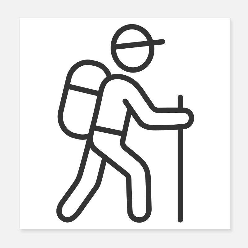 Hiking Adventure Line Icon Poster 8" x 8" (20x20 cm)