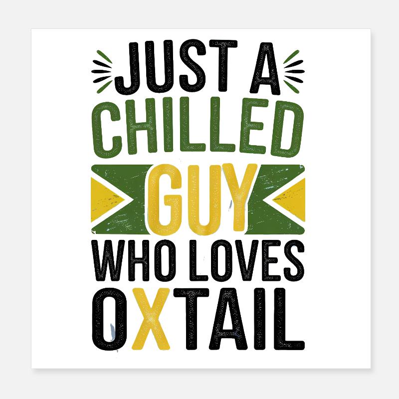 Homme décontracté avec queue de bœuf, drapeau jamaïcain Poster 20 x 20 cm