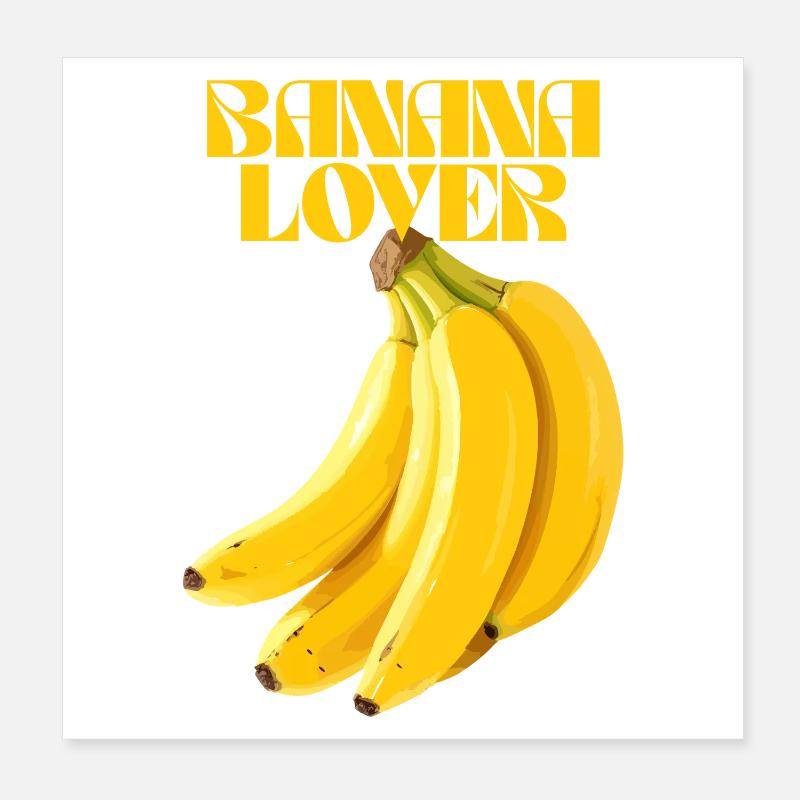 Bright Yellow Banana Cluster Illustration Poster 8" x 8" (20x20 cm)