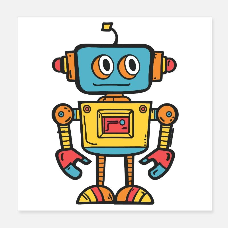 Robot rétro mignon avec un design coloré Poster 20 x 20 cm
