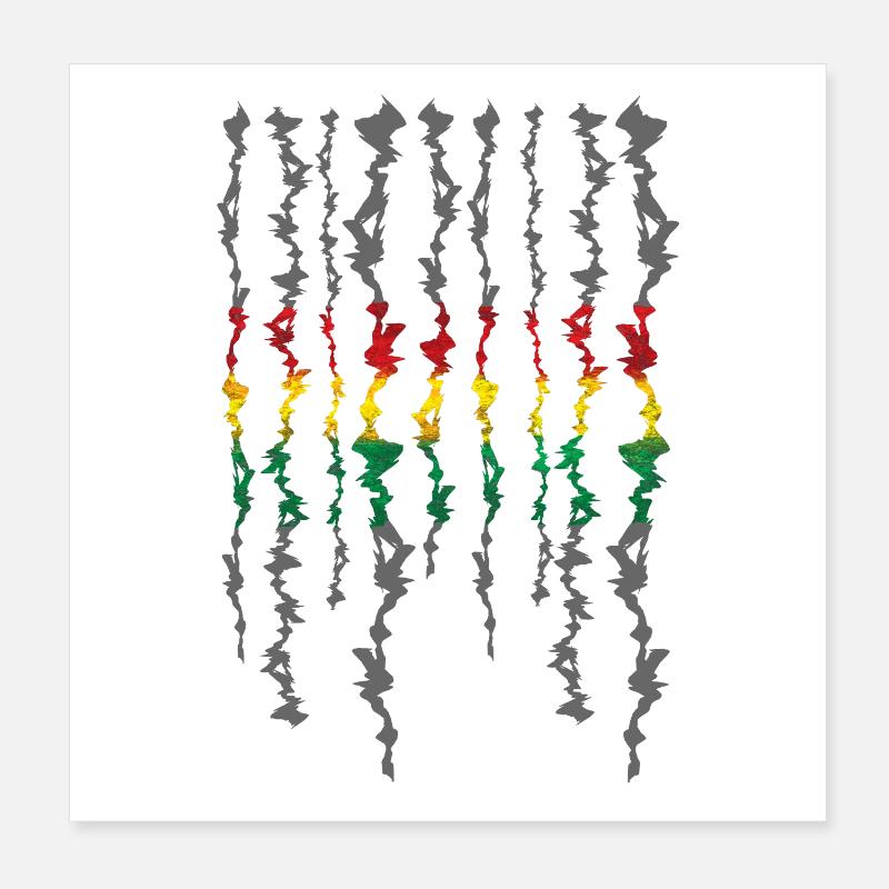 Rasta Ribbon Grayscale Stripes Poster 8" x 8" (20x20 cm)