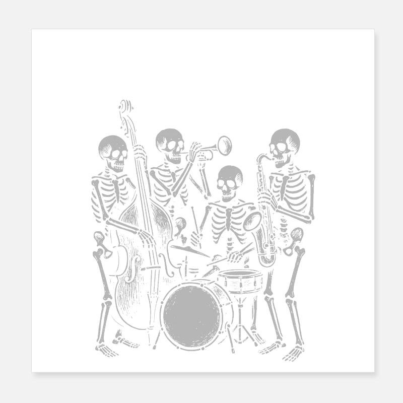 Halloween Vibes party  Skeleton Band Poster 8" x 8" (20x20 cm)