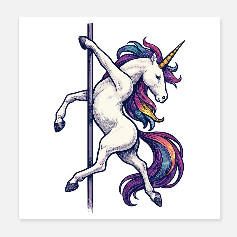 Pole Dance Einhorn Poledancerin Stange Geschenk Poster 20x20 cm
