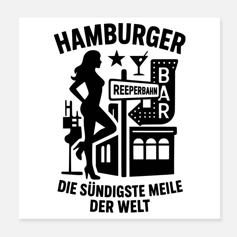 Hamburg Reeperbahn Poster 20 x 20 cm