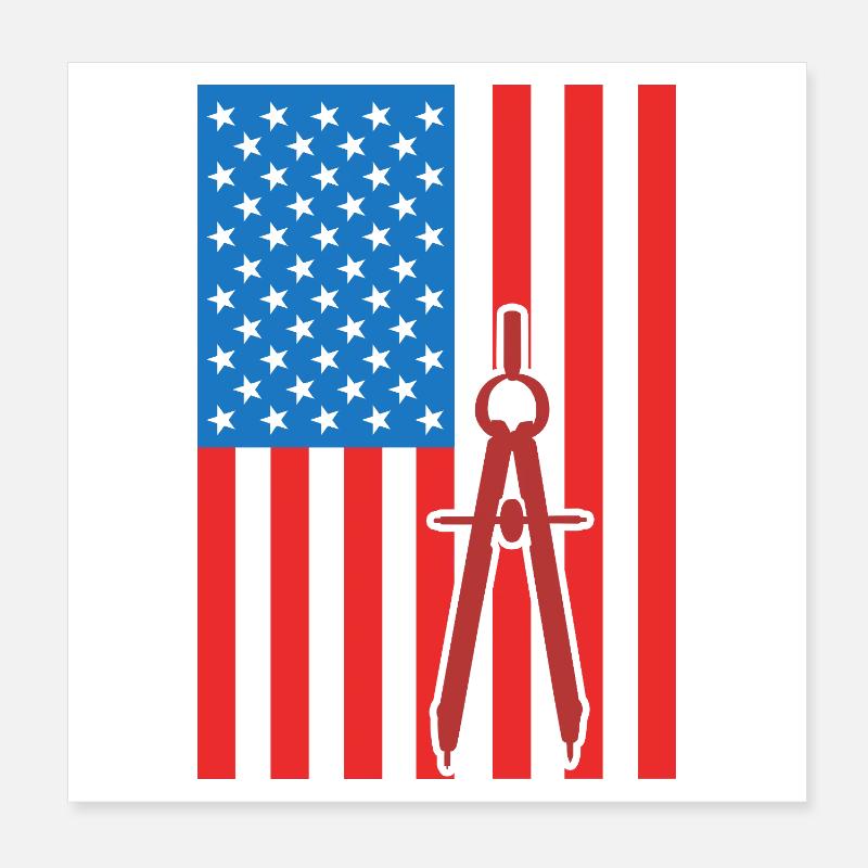 4 juillet États-Unis Architecture Poster 20 x 20 cm