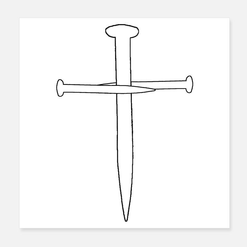 Three Nails Jesus Silhouette Poster 8" x 8" (20x20 cm)