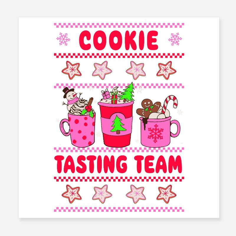 Équipe de dégustation de biscuits - Noël rose fluo Poster 20 x 20 cm