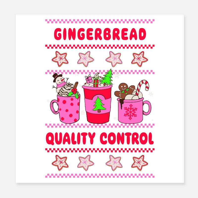Gingerbread Quality Control - neon pink Poster 8" x 8" (20x20 cm)