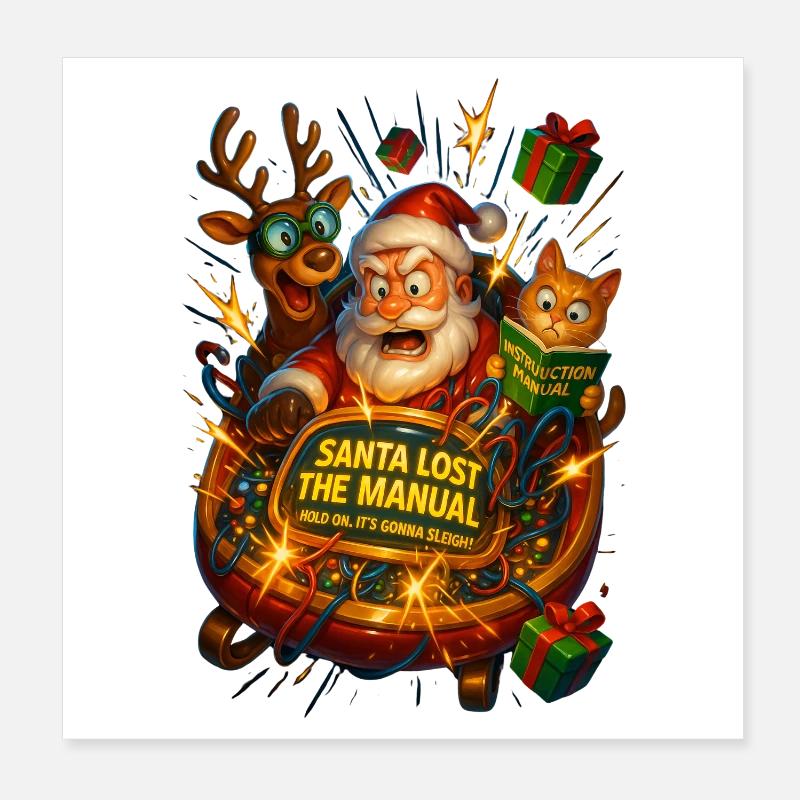 Le Père Noël perd le manuel Poster 20 x 20 cm