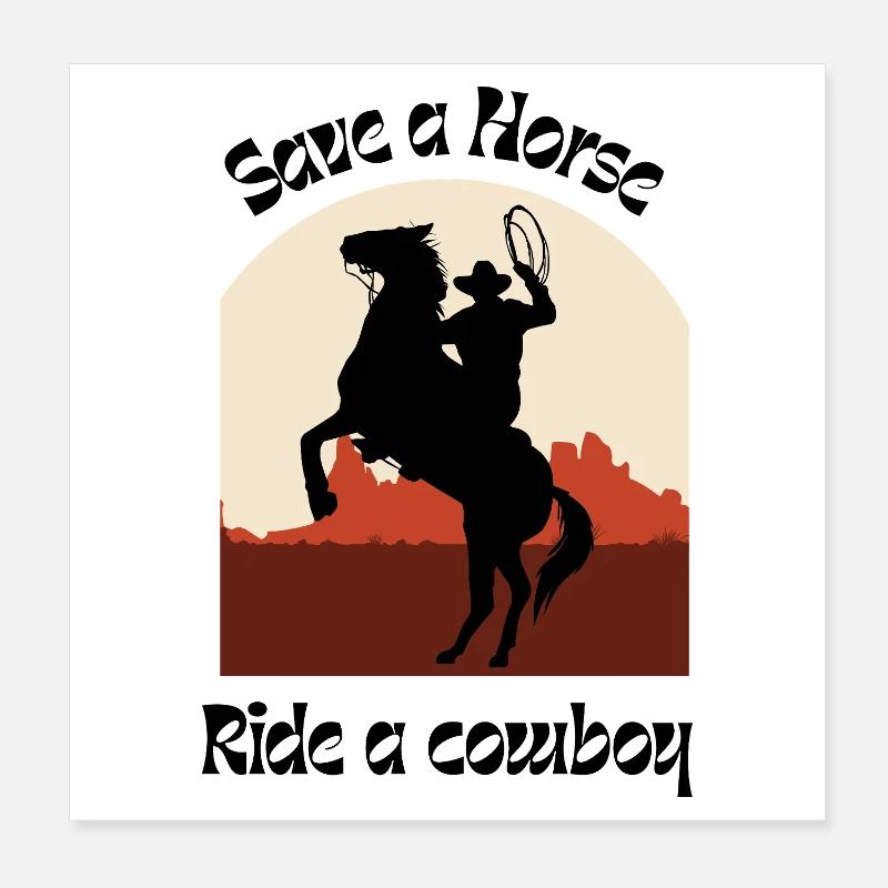 Sattelhelden Western Silhouette Poster 20x20 cm