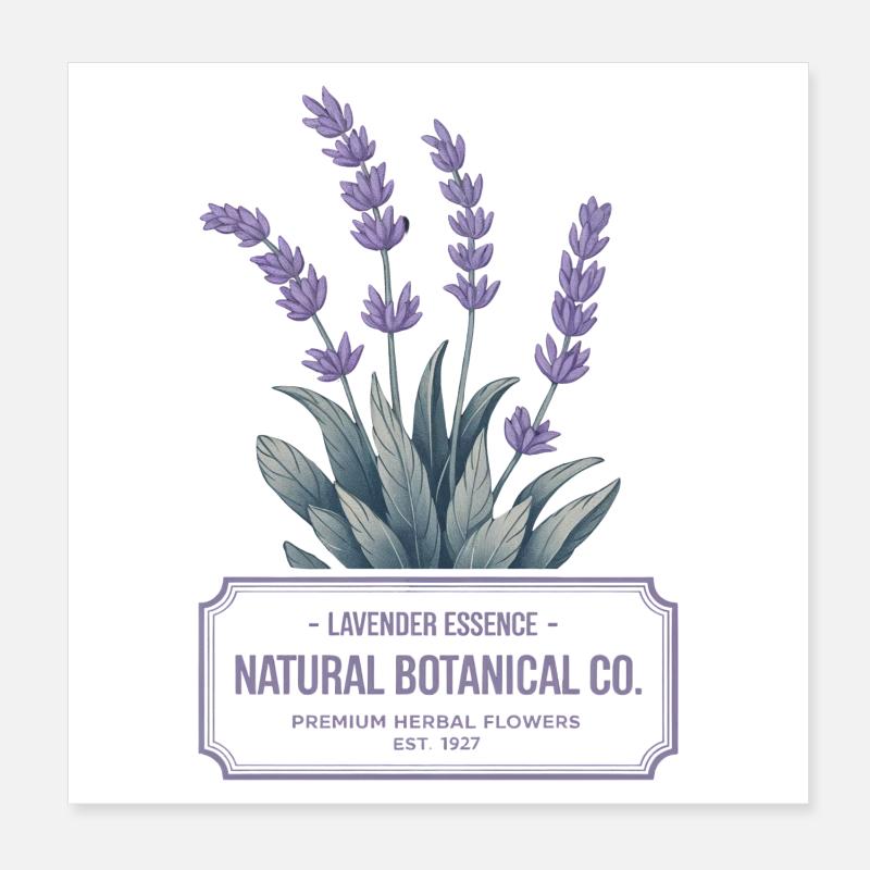 Lavender Essence – Botanical Vintage Label Poster 8" x 8" (20x20 cm)