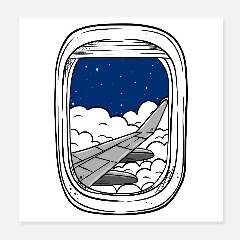 Night flight over cloud windows Poster 8" x 8" (20x20 cm)