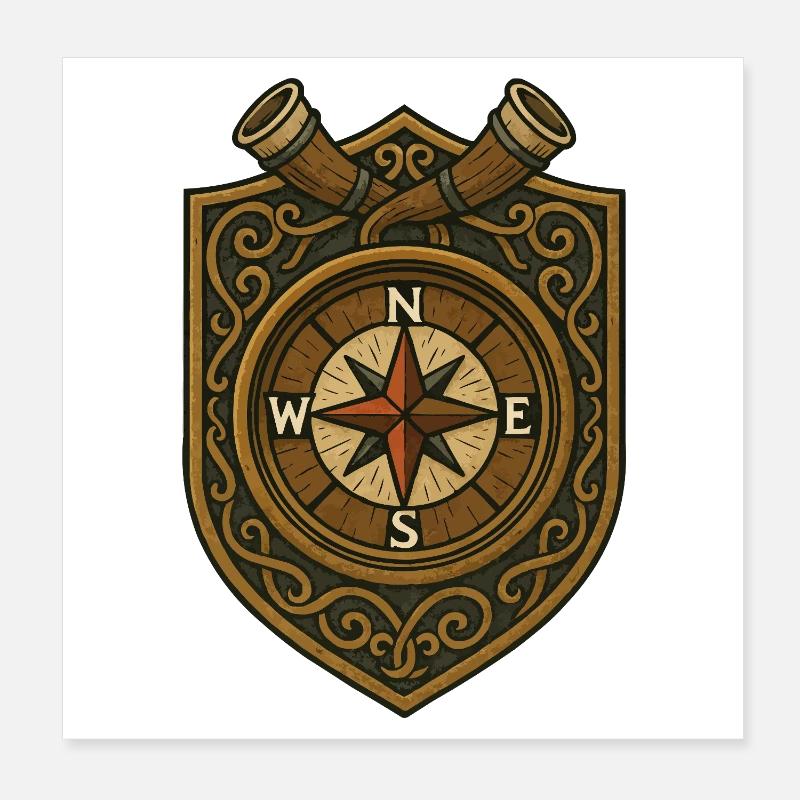 Wikinger Kompass Wappen Poster 20x20 cm