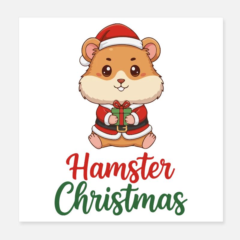 Hamster Christmas Cheer Poster 20 x 20 cm