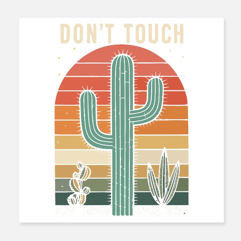 Cactus Retro Ne Pas Toucher Poster 20 x 20 cm