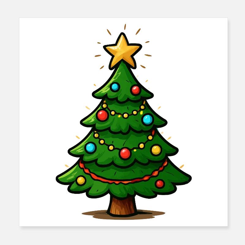 Glitzernder Weihnachtsbaum mit Stern Poster 20x20 cm