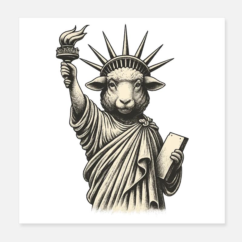 Freiheits-Schaf-Statue Poster 20x20 cm