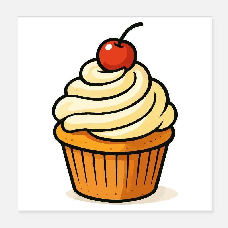 Kirsche Cupcake Illustration Poster 20x20 cm
