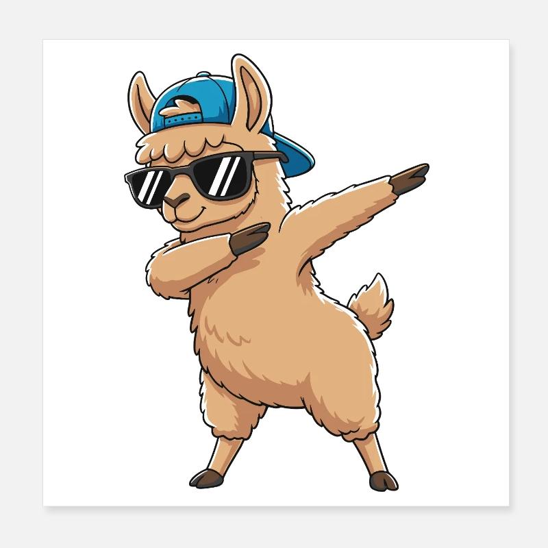 Art de dessin animé Dapping Cool Lama Sunglass Poster 20 x 20 cm