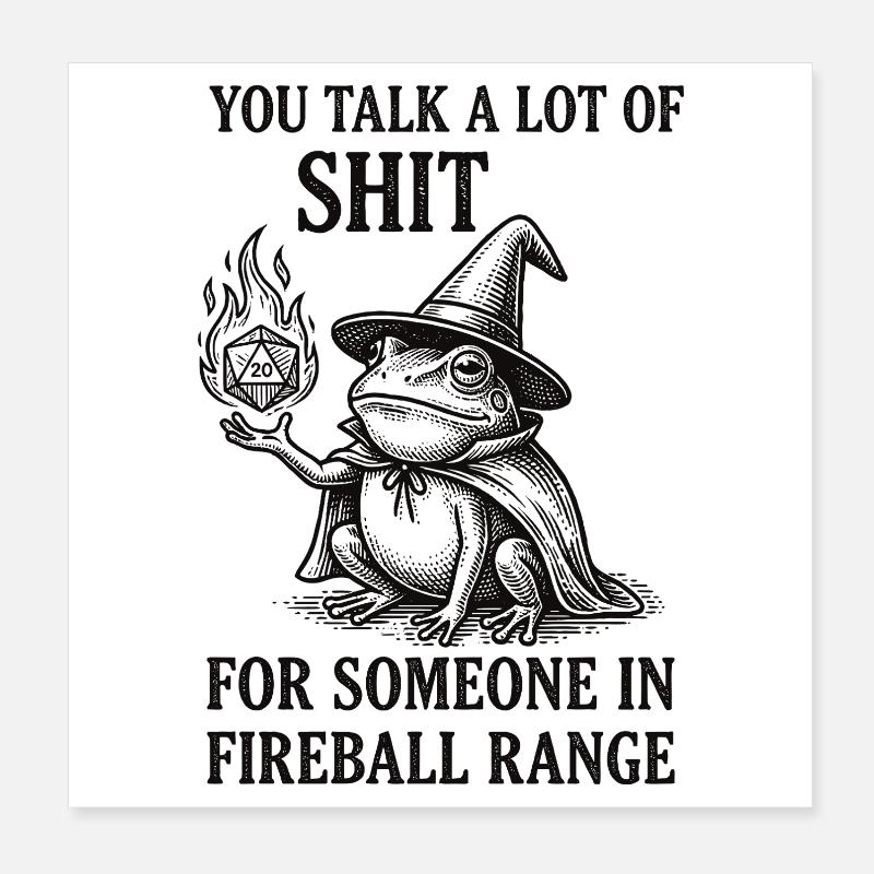 Fireball Range – RPG Magicien Grenouille Drôle Poster 20 x 20 cm