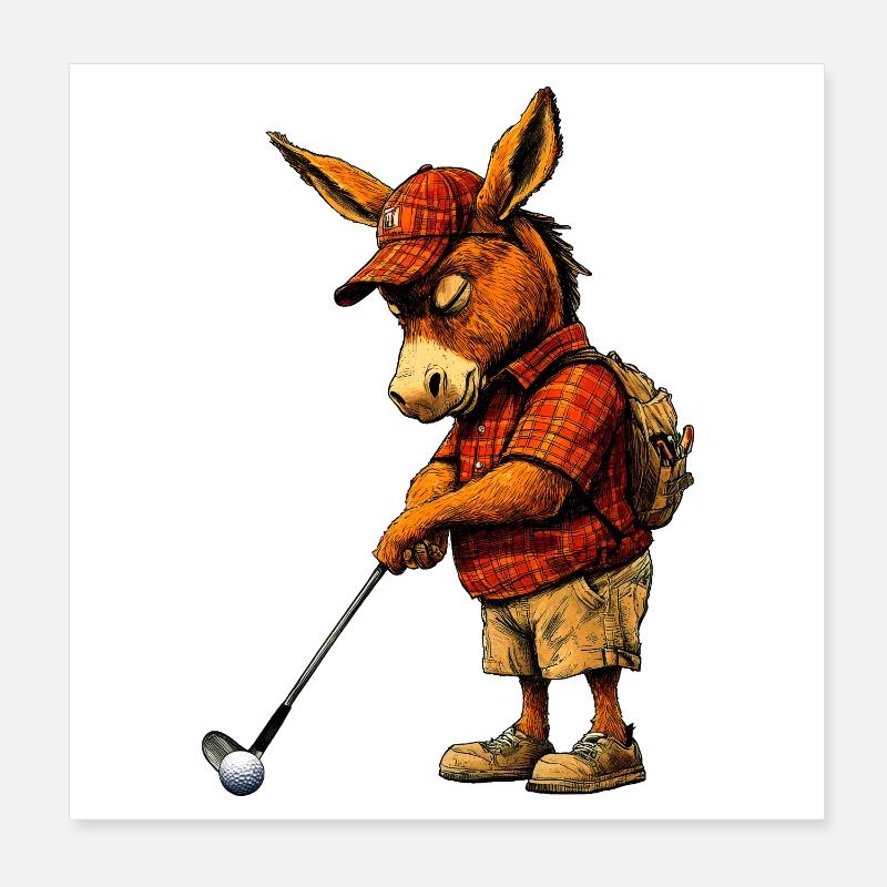 Âne de golf Poster 20 x 20 cm