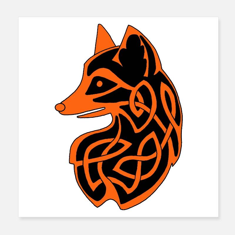Celtic fox Poster 8" x 8" (20x20 cm)