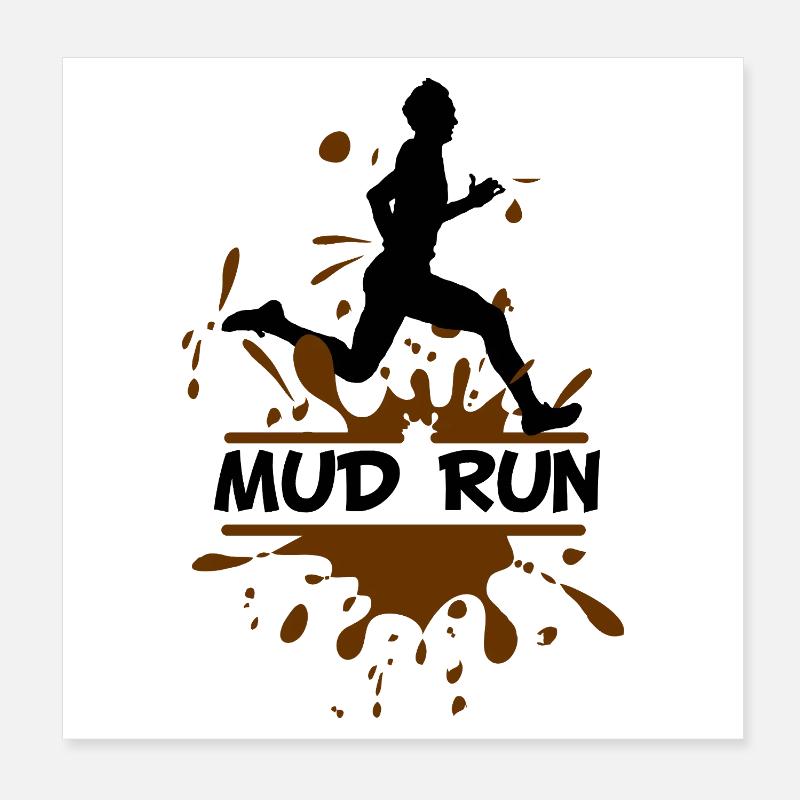 Mud Run Man – Modder Runner Poster 20 x 20 cm