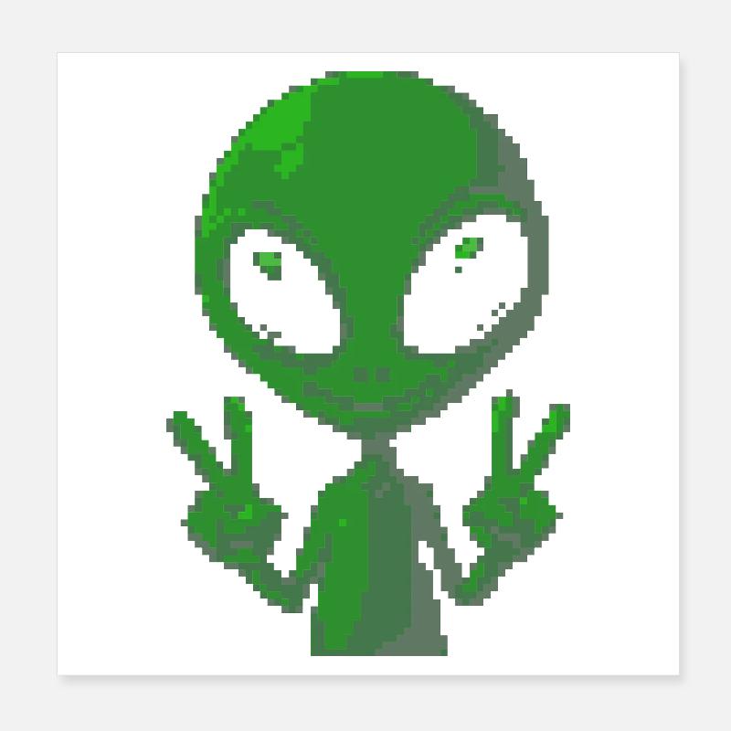 Signe de paix extraterrestre Pixel Poster 20 x 20 cm