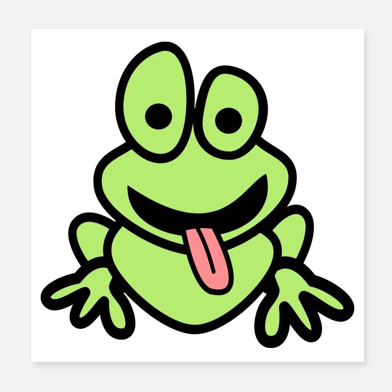 Frosch mit Zunge Poster 20x20 cm