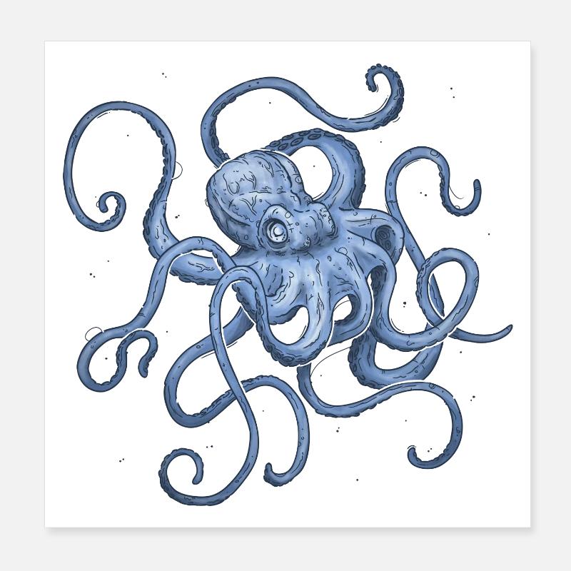 Octopus - Poster 8" x 8" (20x20 cm) - white