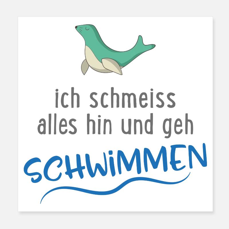 Schwimmen Poster 20x20 cm