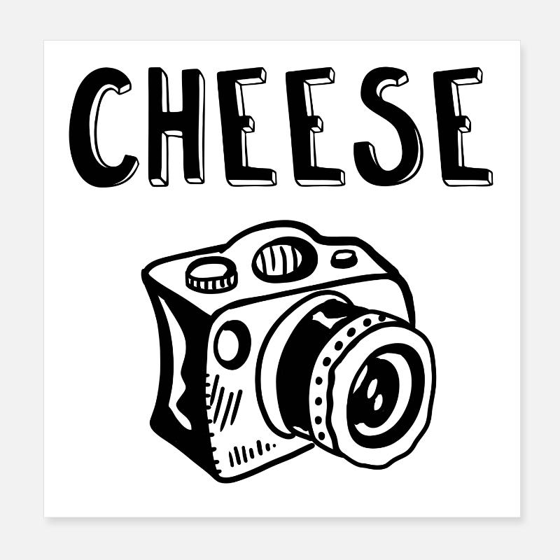 Say Cheese Camera Photographer Comic Gift Art Poster 8" x 8" (20x20 cm)
