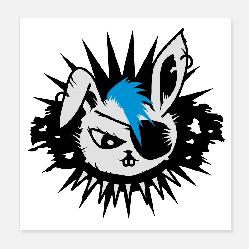 Un lapin avec un cache-oeil et un Mohawk Poster 20 x 20 cm