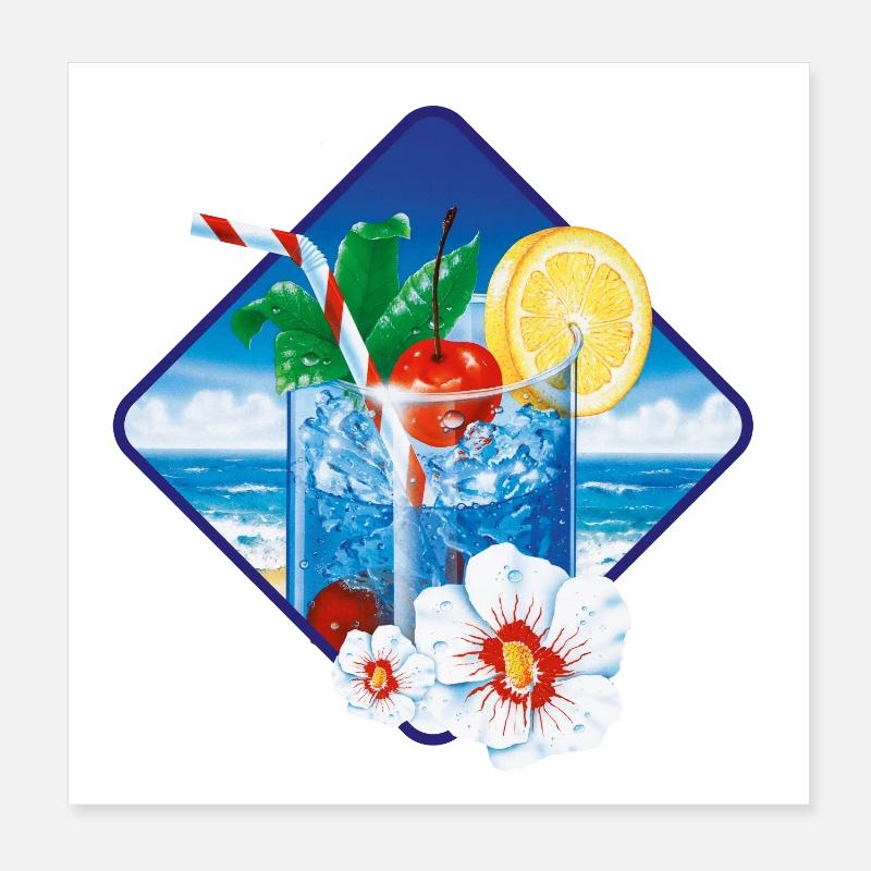 Boisson tropicale de plage dans un verre glacé Poster 20 x 20 cm
