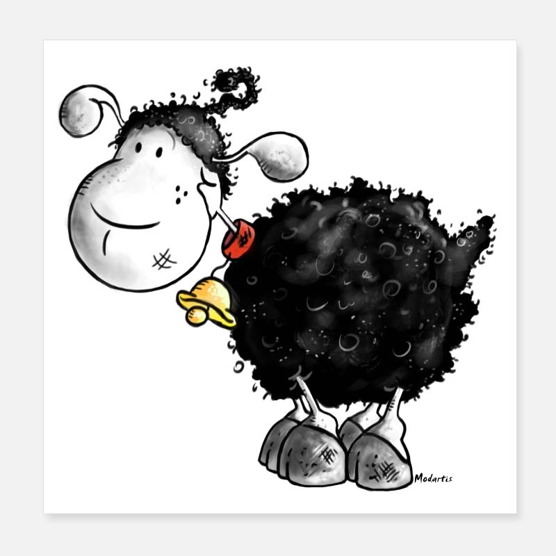 "Woolly Wool" - sheep - mouton Poster 20 x 20 cm