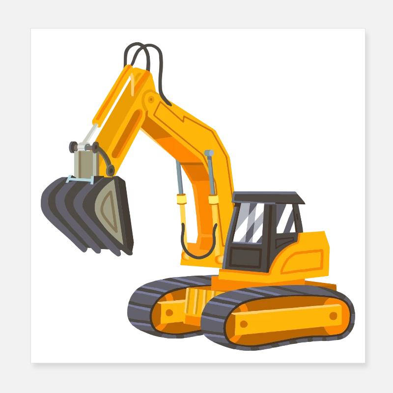 Gelber Bagger Poster 20x20 cm