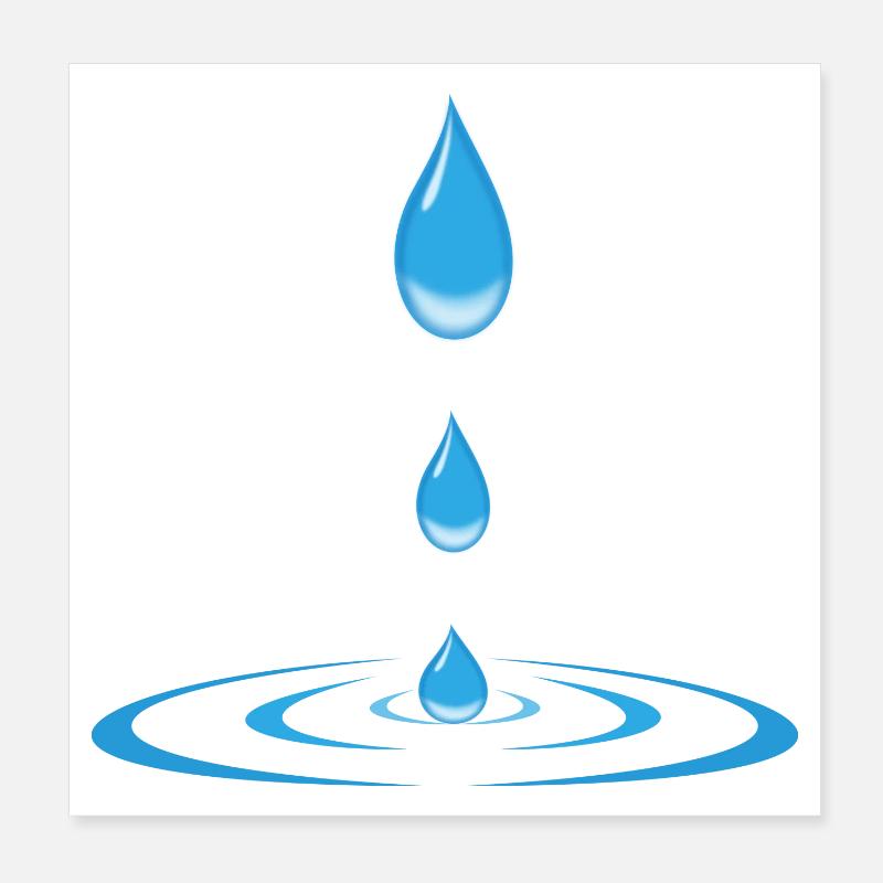 drops and waves - Poster 8" x 8" (20x20 cm) - white