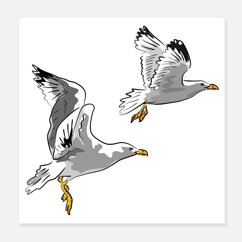 Les mouettes en vol Poster 20 x 20 cm