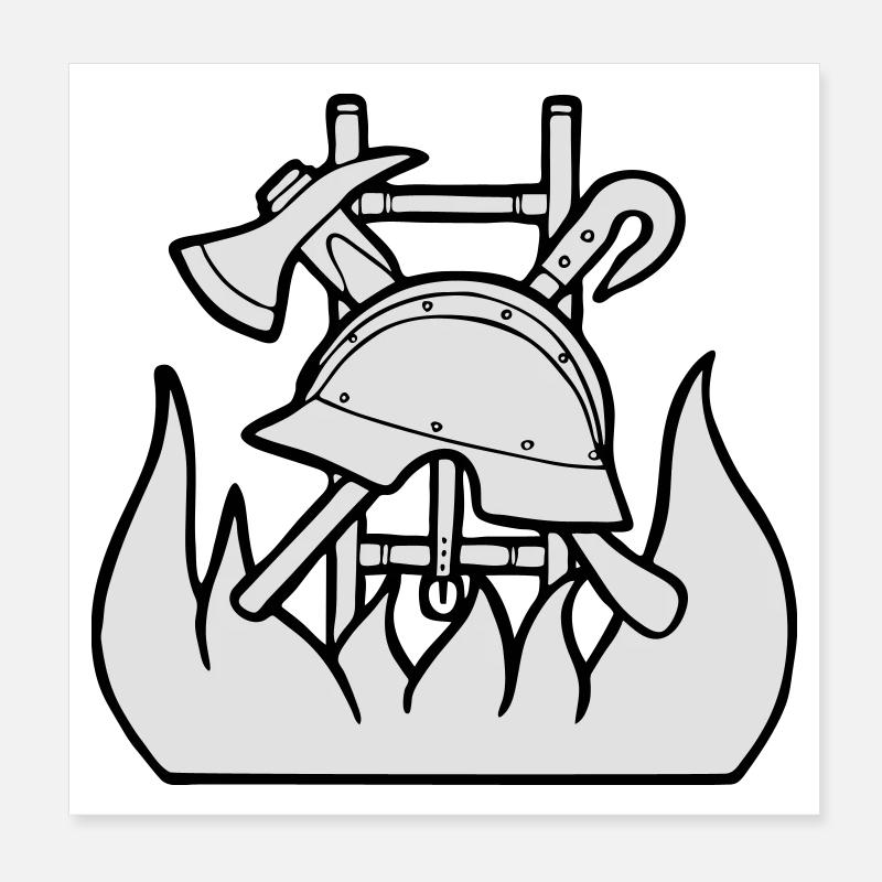 Feuerwehrlogo alt - Poster 20x20 cm - Weiß