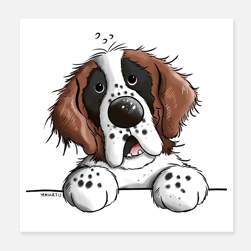 Happy Saint Bernard Poster 8" x 8" (20x20 cm)