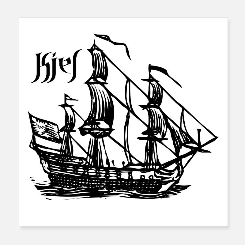 Kiel - Sailing Ship Poster 8" x 8" (20x20 cm)
