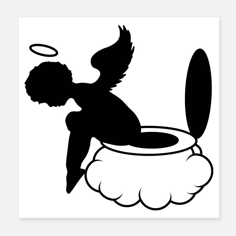 petit ange est assis sur les nuages. Poster 20 x 20 cm