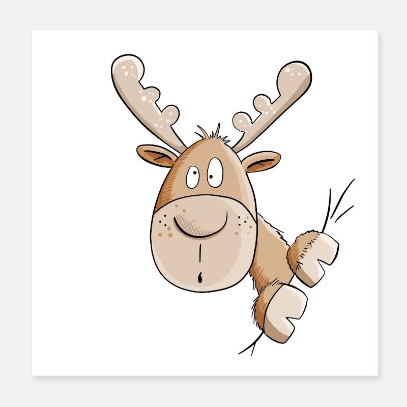 Witziger Elch I Elche I Hirsch Poster 20x20 cm