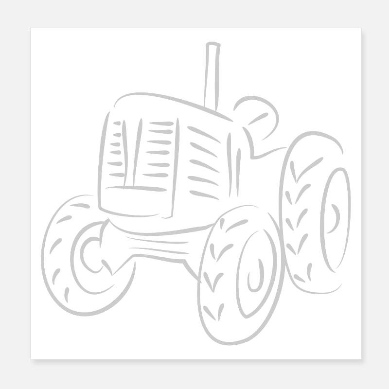 Tractor Drawing Poster 8" x 8" (20x20 cm)