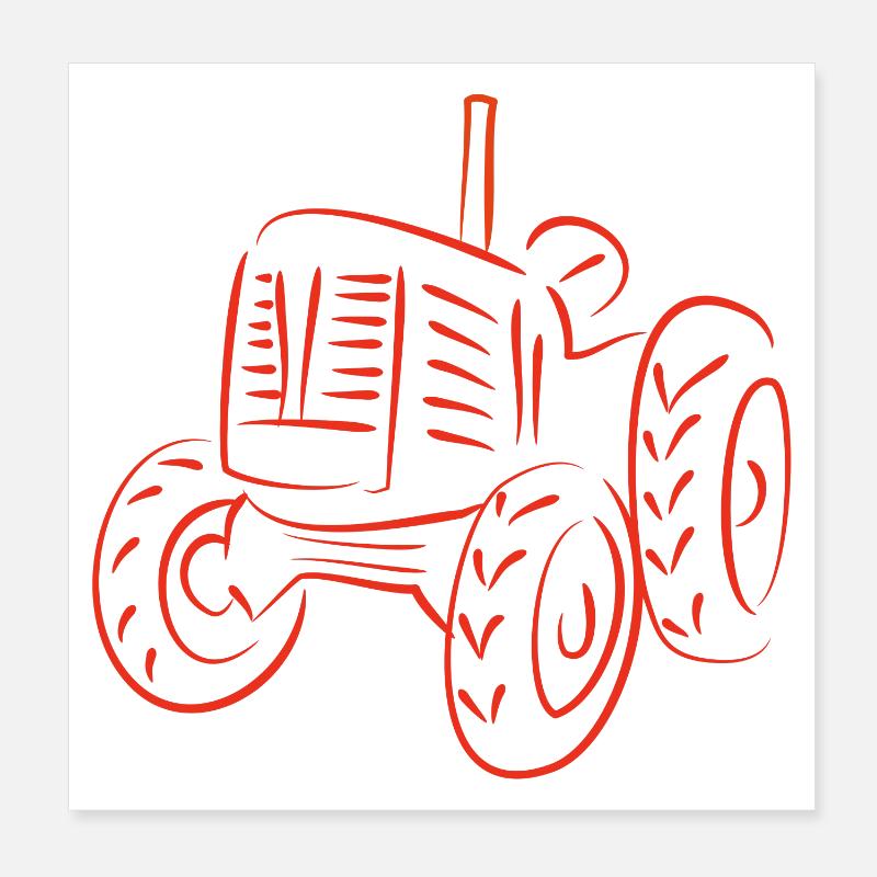 Rustikaler Traktor Silhouetten-Design Poster 20x20 cm