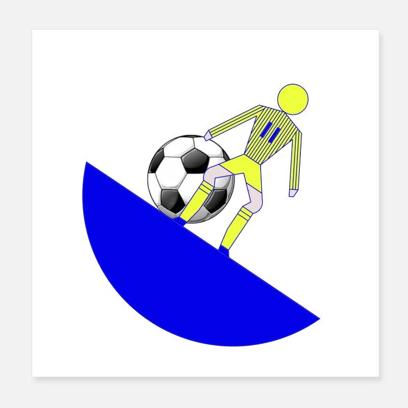 Soccer Kick on Blue Crescent Poster 8" x 8" (20x20 cm)